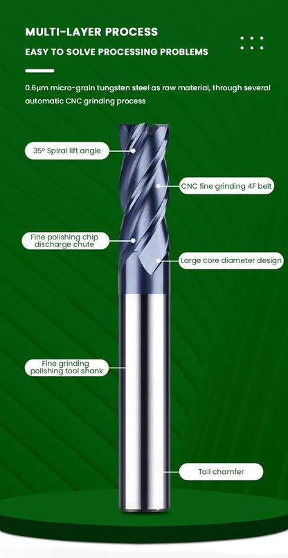 Premium Tungsten Carbide Endmills- Double Nano Coating